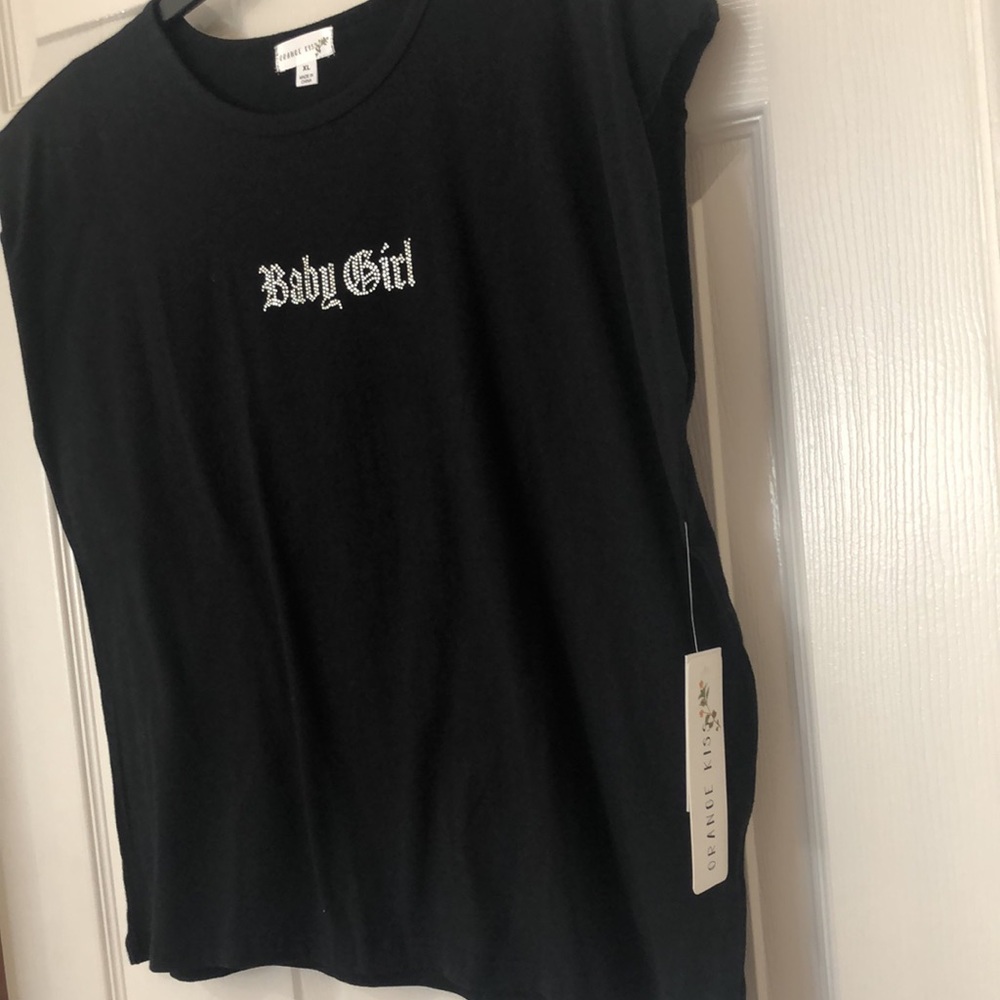 Baby Girl Black Rhinestone Top